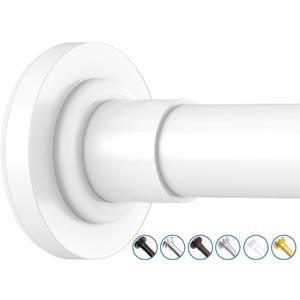 Shower Curtain Rod Adjustable 32-47 Inch, Spring Tension Shower Rods Stainless Steel Telescoping Curtain Rod for Bathroom, No Drilling, No Slip, No Rust, White