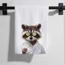 Eieanao Funny Raccoon Gifts Hand Towel for Bathroom, Raccoon Microfiber Dish Towel, Cute Raccoons Farmhouse Washroom Decor, Funny Animal Bathroom Decor, 16x24 Inch