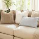 Mecatny Corduroy Summer Throw Pillow Covers 12x20 Set of 2, Neutral Decorative Soft Boho Lumbar Couch Pillow Covers with Broadside for Sofa Living Room, Cream White