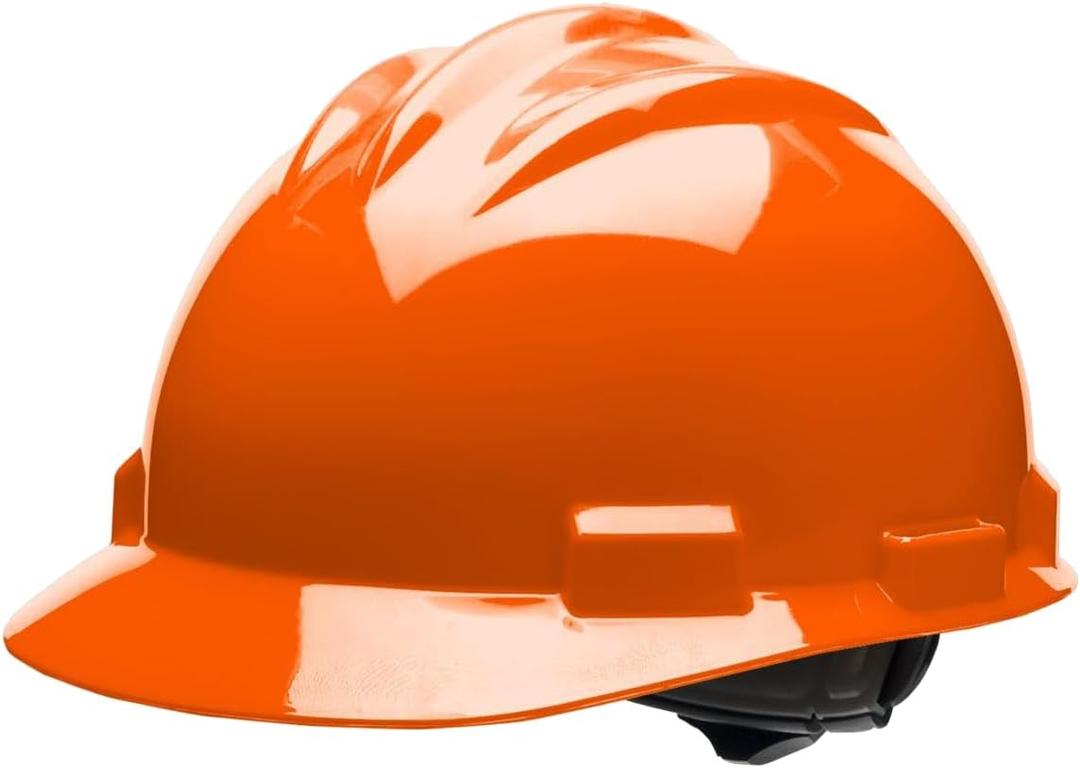 Bullard 3-Rib S61 Cap Style Safety Hard Hat with 4-Point Ratchet Suspension and Cotton Brow Pad (Orange)
