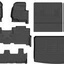 Floor Mats & Cargo Liner for 2021-2024 Ford Expedition Max 8 Seats with Backrest Mat, All Weather Automotive TPE Floor Liners Set Anti-Slip Waterproof Accessories Black