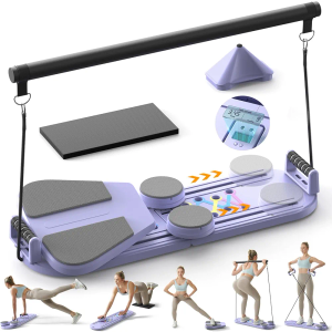 Pilates Board,Pilates Reformer Sets, Multifunctional Abdominal Pilates Board for Home Workout Equipment, Portable Foldable Ab Board Trainer Pilates Exercise Machine, Pilates Reformer Board for Women