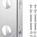 Leinuosen Door Reinforcement Plate for 1-3/4" Thick Doors, Stainless Steel Reinforce and Repair Doors Silver Latch Deadbolt Cover Jamb Plate, 2 Hole, Add Extra Security to Your Home(1 Pack)
