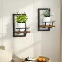 2-Pack Floating Shelves for Indoor Plants, Wall Mounted Storage Shelves for Bedroom, Living Room, Kitchen, Office, Bathroom Decor