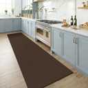 KOZYFLY Cotton Runners for Hallway 2.5'x8', Washable Runner Rug, Woven Non Slip Kitchen Runner, Braided Entryway Rug, Floor Carpet for Foyer, Bedroom, Hall, Brown/Dark Brown