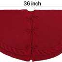 36 Inch Christmas Tree Skirt, Chunky Rustic Twisted Woven Round Tree Skirt with Tie Closure for Family Gatherings, Holiday Parties, Christmas Decorations (Red)