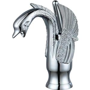 Bathroom Faucet Chrome Swan Single Handle One Hole Lavatory Vanity Sink Basin Faucets Deck Mount Commercial (Regular Version)