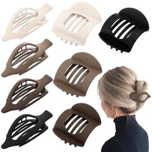 4 x 8 Pcs French Flat Hair Clips for Women, 2 Styles Large Matte No Slip Strong Hold Flat Claw Clips for Thick Thin Hair (Neutral Color)