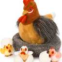 MaoGoLan 8Pcs Chicken Stuffed Animals, Stuffed Hen Plush Toys with Babies Chickens and Eggs, Nest House Plush Set, Cute and Soft Farm Stuffed Animals Gift for Kids