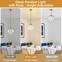 11.8in Hammered Glass Pendant Light, Large Mid Century Modern Pendant Lights Kitchen Island, Brass Fininsh Hanging Light for Dining Room Over Table Sink Hallway, Gold & Hammered 1 Pack