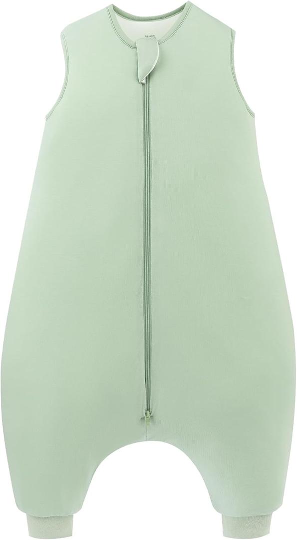 Supersoft Toddler Sleep Sack With Feet 1.0 Tog, Premium Bamboo Viscose Sleep Sacks With Legs 2-Way Zipper Sleep Bag Walker 15-24 Month, Sage