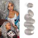 Grey Body Wave Human Hair Bundles (10inch?1PC) 9A Human Hair Weave Bundles Brazilian Remy 100% Human Hair Weft Extensions (10 + No Closure)