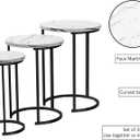 Lavish Home Nesting Tables - Set of 3 Round Side Tables for Living Room, Bedroom, or Home Office - Faux Marble End Table Set - Modern Living Room Furniture (White), Small, Medium, Large