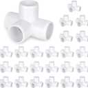 24PCS 1/2 Inch PVC Fittings Connector 4 Way - PVC Pipe Fittings Elbow Corner Side Outlet Tee Fitting - PVC Pipe Joint Corner Fitting for Furniture Greenhouse Shed Pipe Fittings Tent