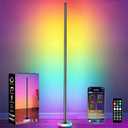 BRINGUX Smart Corner Floor Lamp, RGBICW LED Standing Lamp with App Control, 16 Million Colors with Music Sync, Dimmable Ambient Light for Bedroom, Living Room, Home Decor (Black)