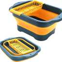 Collapsible Dish Basin with Drain Plug and Portable Sink, 11L(2.91 Gallon) collapsible Bucket with Sink, foldable Wash Basin for Station Campin/camping/Rv/Kitchen (Yellow)