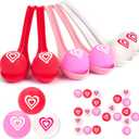 24 Pack Valentine Spoon Relay Race Toy Set , Valentine Heart Ball and Spoon Race Game for Valentine's Day Indoor Outdoor Party Supplies Favors