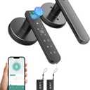 Fingerprint Door Lock, 6-in-1 Smart Door Knob with App Control/Fingerprints/IC Cards/Passwords/2 Keys, Fingerprint Door Knob Biometric Door Lock for Bedroom Apartment, Black