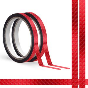 110 Yard Holographic Graphic Tape, Removable without Residue Sparkle Metallic Washi Tape Water/Tear Resistant Metallic Mirror Wrapping for Gift Box DIY Decorations, 3/8 Inch x 55 Yards (2 Rolls, Red)