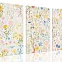 ZQARTZZQ Framed Colorful Wildflower Canvas Wall Art, Floral Wall Art, Watercolor Flower Wall Decor Flowers Pictures Prints Floral Painting Set of 3 for Living Room Girls Bedroom Bathroom