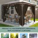Gazebo Curtains Outdoor Waterproof - 10'Wx10'Lx7'H Weatherproof Patio Pergola Outside Curtains, Gazebo Universal Replacement Privacy Curtains, 4 Panels Sidewall Drapes with Zipper, Brown