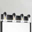 4-Light Bathroom Vanity Light, 28" Black Bathroom Lighting Fixture with Clear Glass Shades, Modern Wall Lamp for Bathroom Mirror, Bedroom, Hallway, Living Room, Cabinet