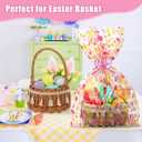 2 x SUREHOME Cellophane Bags for Gift Baskets 24 x 30 Inch Large Clear Gift Bags for Easter Baskets Wrap, Set Of 10 Plastic Cello Bunny Treat Bag with Pull Bow Ribbon for Large Easter Basket