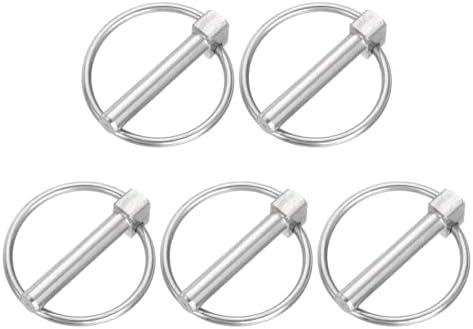 uxcell 5Pcs 5/16" x 1-3/4" Linch Pin with Ring, Stainless Steel Round Linch Pins for Boat Kayak Canoe, Trailer Trolley Trucks Mower, Silver