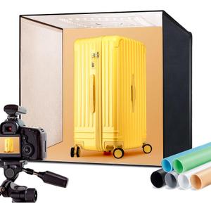 RALENO Photo Studio Light Box, 24''X24'' Large Light Tent, Photo Light Box Photography (65W | 156pcs LED | 5500K | 97CRI | 6 Color PVC Backdrops | DC Power Adapter) for Product Photography