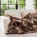 Lotus Karen Faux Fur Throw Blanket Tie-Dye Dark Coffee - Big Bubble Rabbit Fluff Blanket for Couch, Small Fluffy Fuzzy Cozy Blanket,Thick Furry Plush Shaggy Blankets,60x80 Inches