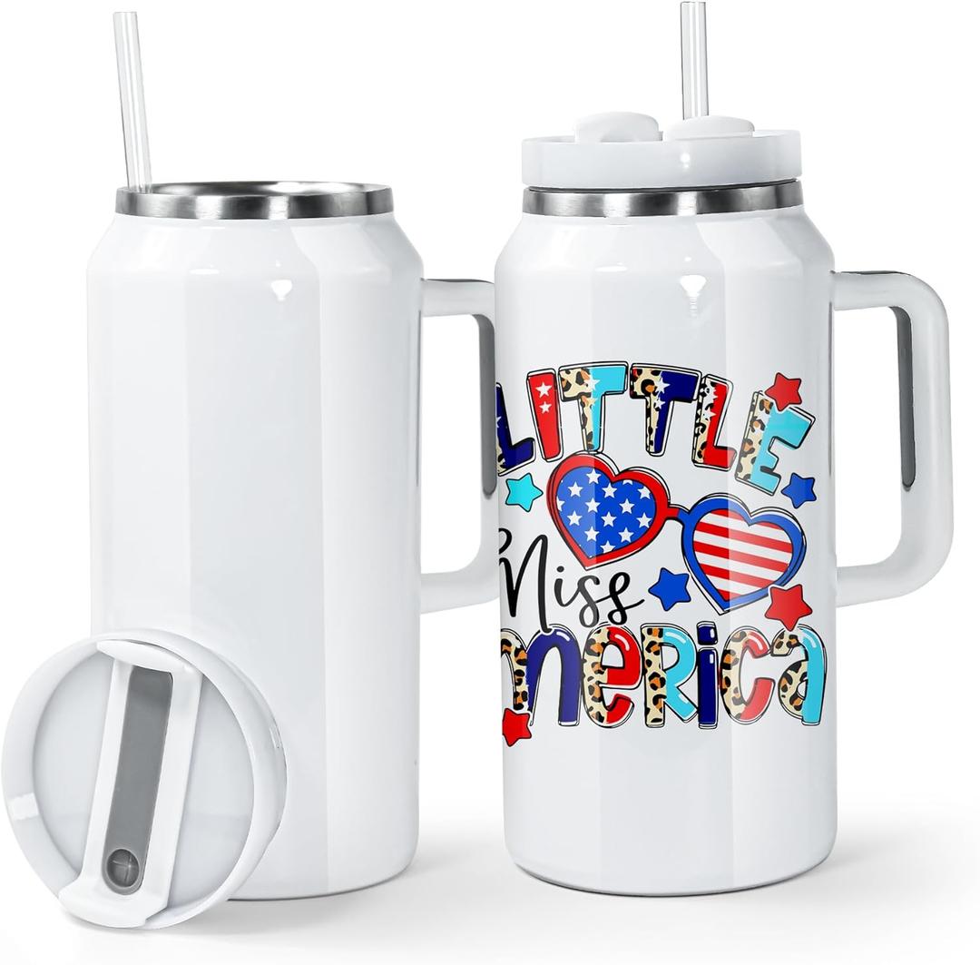 AGH 60 oz Sublimation Tumbler with Handle and Straw 2 Pack Reusable Insulated Travel Mugs,Stainless Steel Vacuum Insulated Mug,Keeps Ice Cold for 24 Hours,Dishwasher Safe