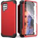 IDweel for Galaxy A42 5G Case with Tempered Glass Screen Protector, Hybrid 3 in 1 Shockproof Heavy Duty Hard PC Cover Soft Silicone Durable Bumper Full Body Cover for Samsung for Galaxy A42,Red
