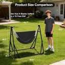 2-in-1 Hammock & Swing Chair for Teens – Adjustable Folding Chair with Collapsible Steel Stand, Portable for Camping, Travel, Patio & Indoor Use, Includes Carrying Case, Supports 440 LBS