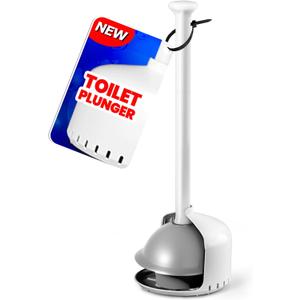 Toilet Plunger with Holder,Plungers for Bathroom with Holder,Heavy Duty Plunger with Cover,Bathroom DecorBathroom AccessoriesToilet Bowl Cleaners,Pearl White (1Pack)