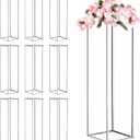 MECCANIXITY Wedding Flower Stand Vase Column, Metal Flower Stand 31.5 Inch Tall Flower Rack Silver Tone for Wedding Party Dinner Centerpiece Decorations, Pack of 10