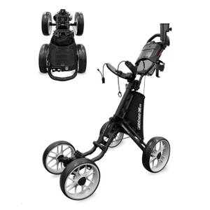 CaddyTek 4 Wheel Golf Push Cart - Caddycruiser One Version 8 1-Click Folding Trolley - Lightweight, Compact Pull Caddy Cart, Easy to Open