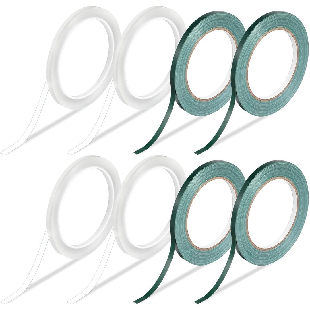 8 Rolls Floral Arranging Tape, Multipurpose Adhesive Florist Tapes Waterproof Florist Tape 0.24" Flower Stem Wrap Tapes Floral Wrap for Fresh Flower for Wedding Bouquet Stem Wrapping Crafts