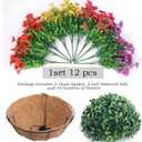 Hananona 2 Set Artificial Outdoor Flowers with Hanging Basket, 2 Hanging Planters with 24 Pcs Flowers for Spring Summer Front Porch Garden Patio Home Decor (2, Red, Purple, Yellow, Rose Red)