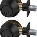 BESTTEN 2 Pack Single Cylinder Deadbolt, Keyed Alike Dead Bolt Entry Door Lock, Thumb Turn Inside, for Exterior Front Doors, Matte Black