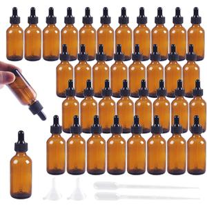 36 Pack 0.5oz Amber Glass Dropper Bottles, 15ml Glass Eye Dropper Bottles for Essential Oils, Perfumes, Laboratory Use (Amber & dropper, 1/2oz-36Pack)