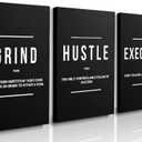 GUBIYU Black and White Motivational Paintings Wall Decor for Living Room Grind Hustle Execution Canvas Wall Art Inspirational Posters Large Gym Office Artwork for Men Guys Bedroom Room Decor 16"x24", 16X24inch *3pcs