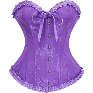 SZIVYSHI Corset Tops for Women, Bustier Shapewear Lingerie, Lace Waist Push Up Bodysuit (X-Large, Ultra Violet)