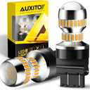 AUXITO LED Turn Signal Bulb 3157 LED Bulbs Amber Yellow Brighter 3156 3457A 4057 4157 LED Bulb for Front Rear Turn Signal Light Blinker DRL Marker Parking Lights, Pack of 2