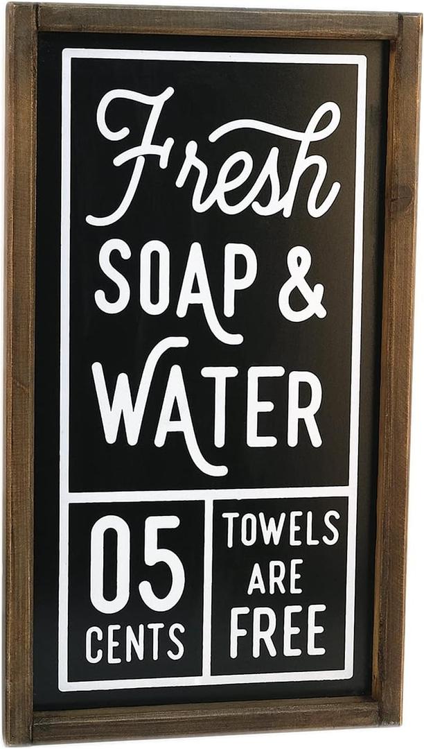 Lavender Inspired Fresh Soap and Water Sign-Farmhouse Bathroom Wall Decor-Rustic Bathroom Signs-Farmhouse Home Decor-Bath Sign-Guests Room Decor-Powder Room Sign-Housewarming Gifts (Black)