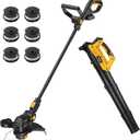 Cordless Weed Eater & Leaf Blower Combo Compatible with Dewalt 20V Max Battery(Tool Only), 12" Weed Wacker & String Trimmer Edger 3-in-1, Battery Operated Weed Trimmer with Auto-Feed (Black+Yellow)