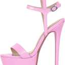 Women's Platform Stilettos Ankle Straps Buckles Round Toe Heels Sandals
