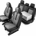 Car Seat Covers Fit for Ford Ranger 2019-2024 3D Lumbar Support and Zipper Design Sports Seat Cover(Full Set, Black & Gray)