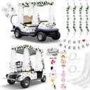 Wedding Golf Cart Decorations 1 Just Married Sign Banner 4 Rose Garland 14 Assorted Ornate Car Magnets 19.7ft Draping Fabric 4 Mr and Mrs Just Married Balloons for Bridal Shower Honeymoon Photo Props