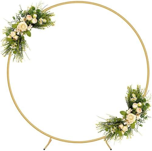 Round Backdrop Stand 6FT, Metal Circle Balloon Arch Frame, Wedding Arch, Arch Backdrop for Birthday Party, Wedding, Celebration, Baby Shower and Anniversary