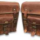 Corium Vintage Style Leather Motorcycle Saddlebags, Biker Bag Set of 2 (10 x x13 Inch)